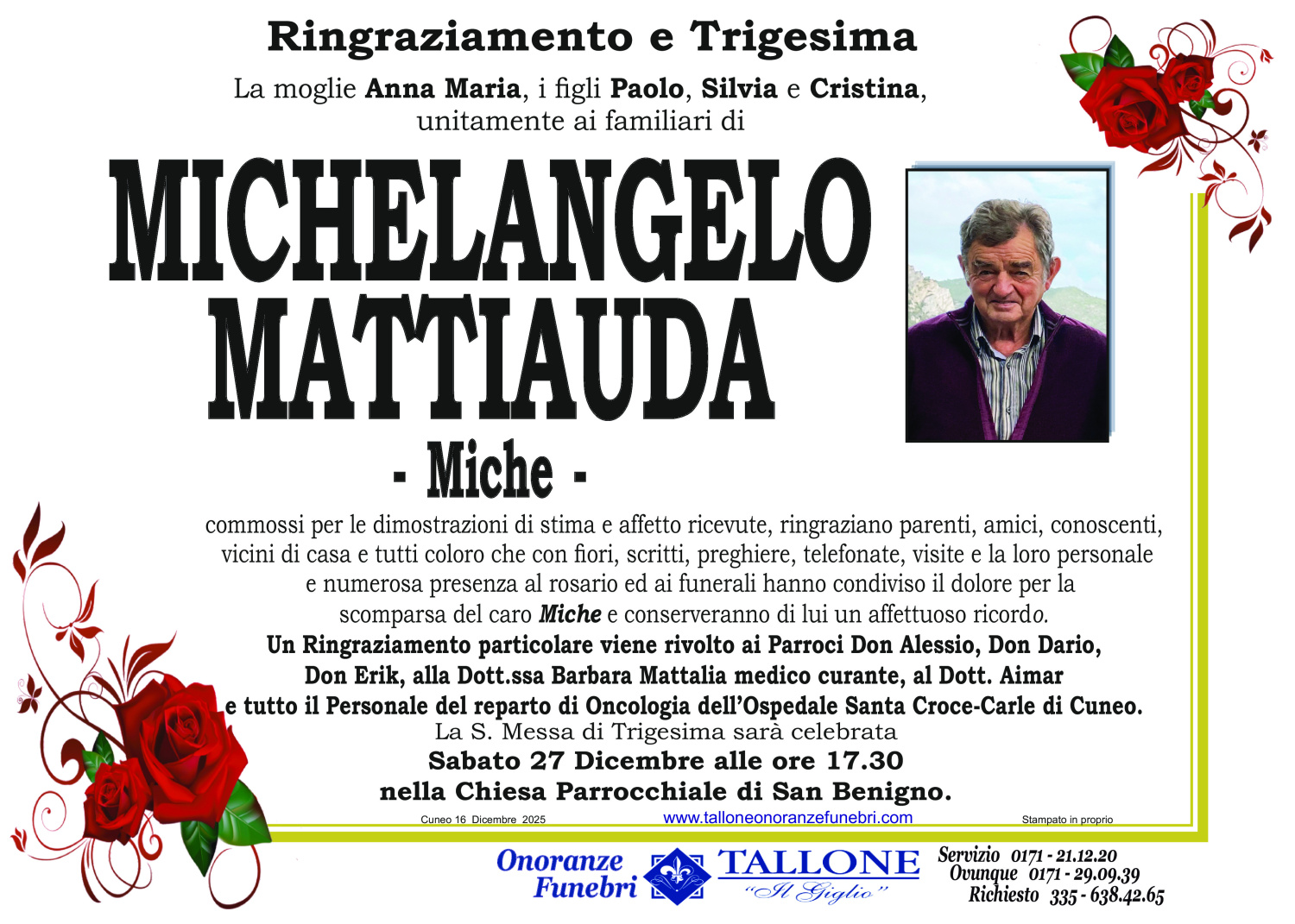 <br />
<b>Warning</b>:  Undefined variable $info in <b>/home/tallone/public_html/ringraziamenti.php</b> on line <b>68</b><br />
Michelangelo Mattiauda